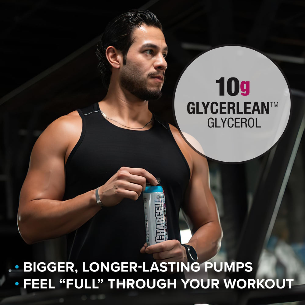 Labrada CHARGE bottle in hand ready to drink before workout energizing