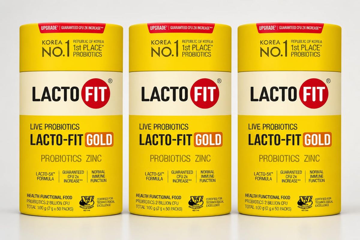 LACTO-FIT front packaging showing single-serve sticks and travel convenience
