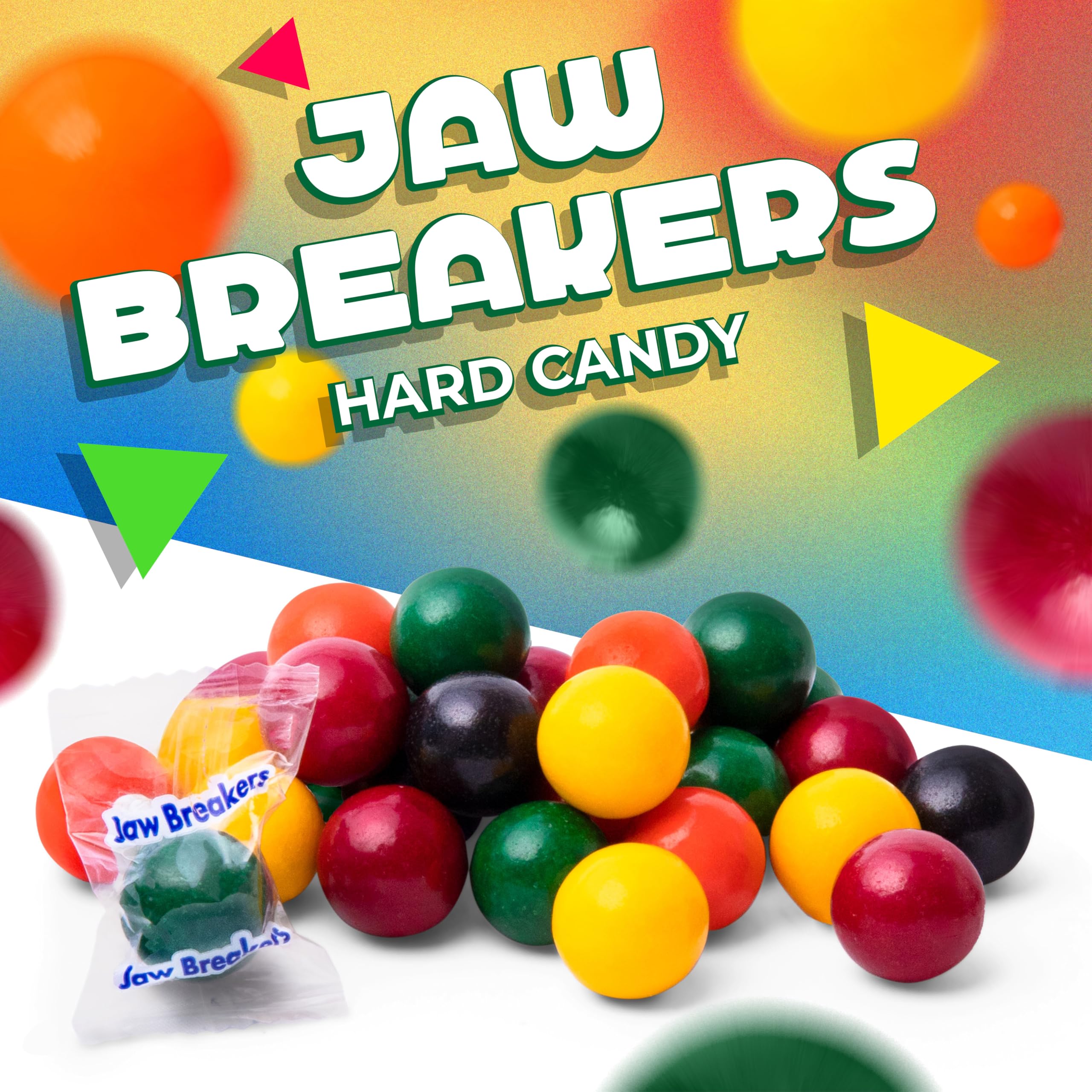 LAETAFOOD jawbreakers inside a clear glass dispenser showing convenient refill and visual appeal