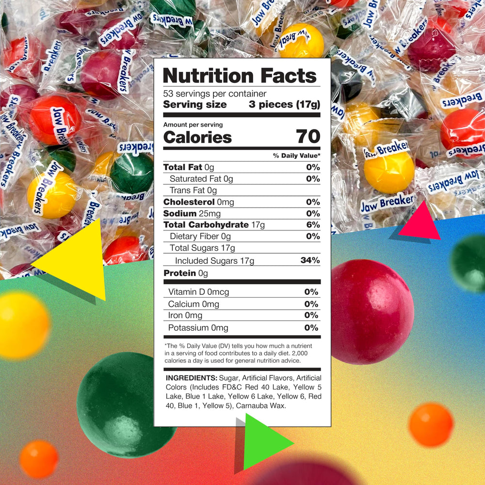 LAETAFOOD bowl of jawbreakers on a party table illustrating colorful, decorative serving
