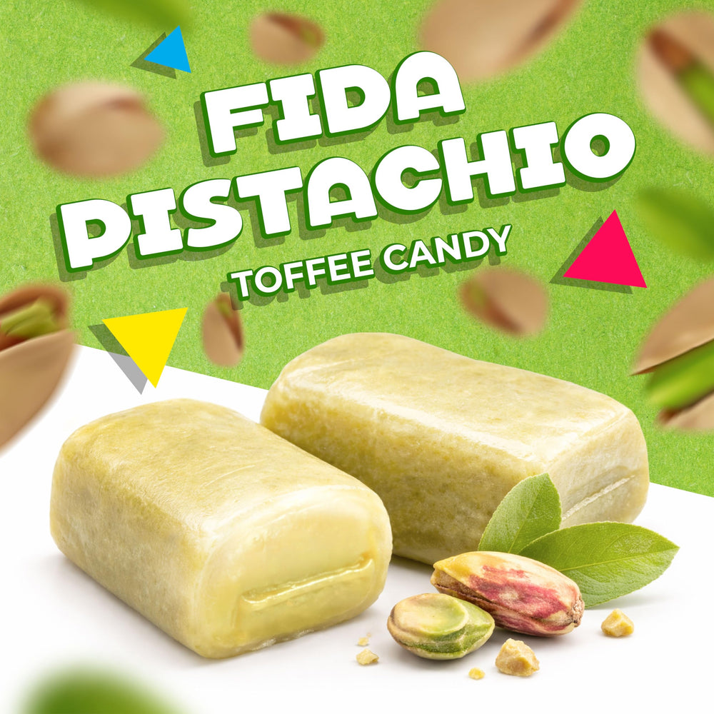LAETAFOOD close-up of pistachio toffee surface showing creamy texture and nut pieces benefit taste
