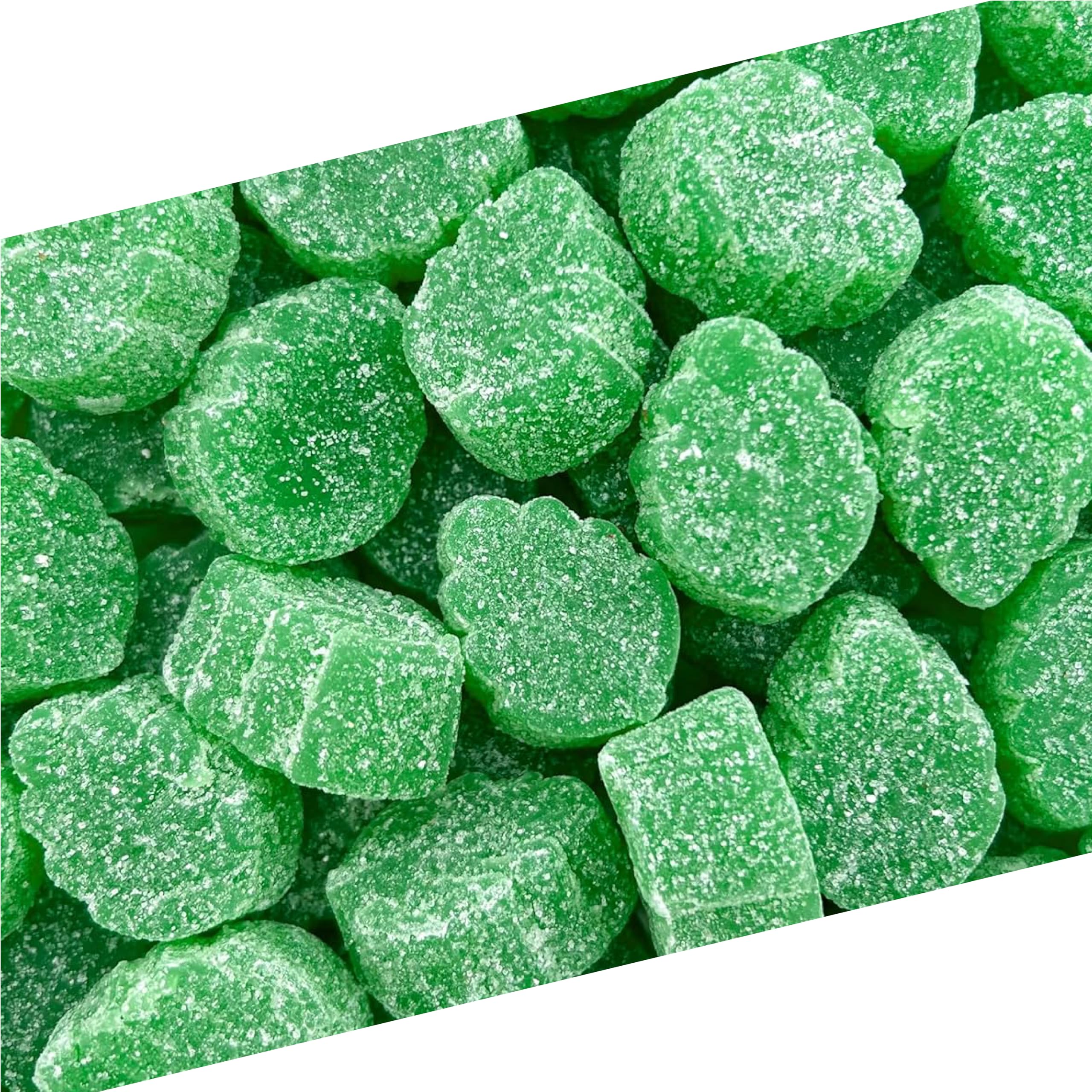 LAETAFOOD front bag view showing 2 lb spearmint leaf candy and packaging benefit
