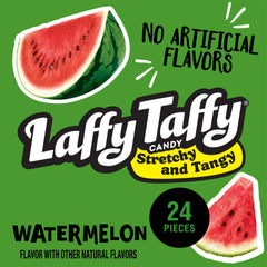 Single unwrapped Laffy Taffy watermelon bar displaying chewy texture and flavor