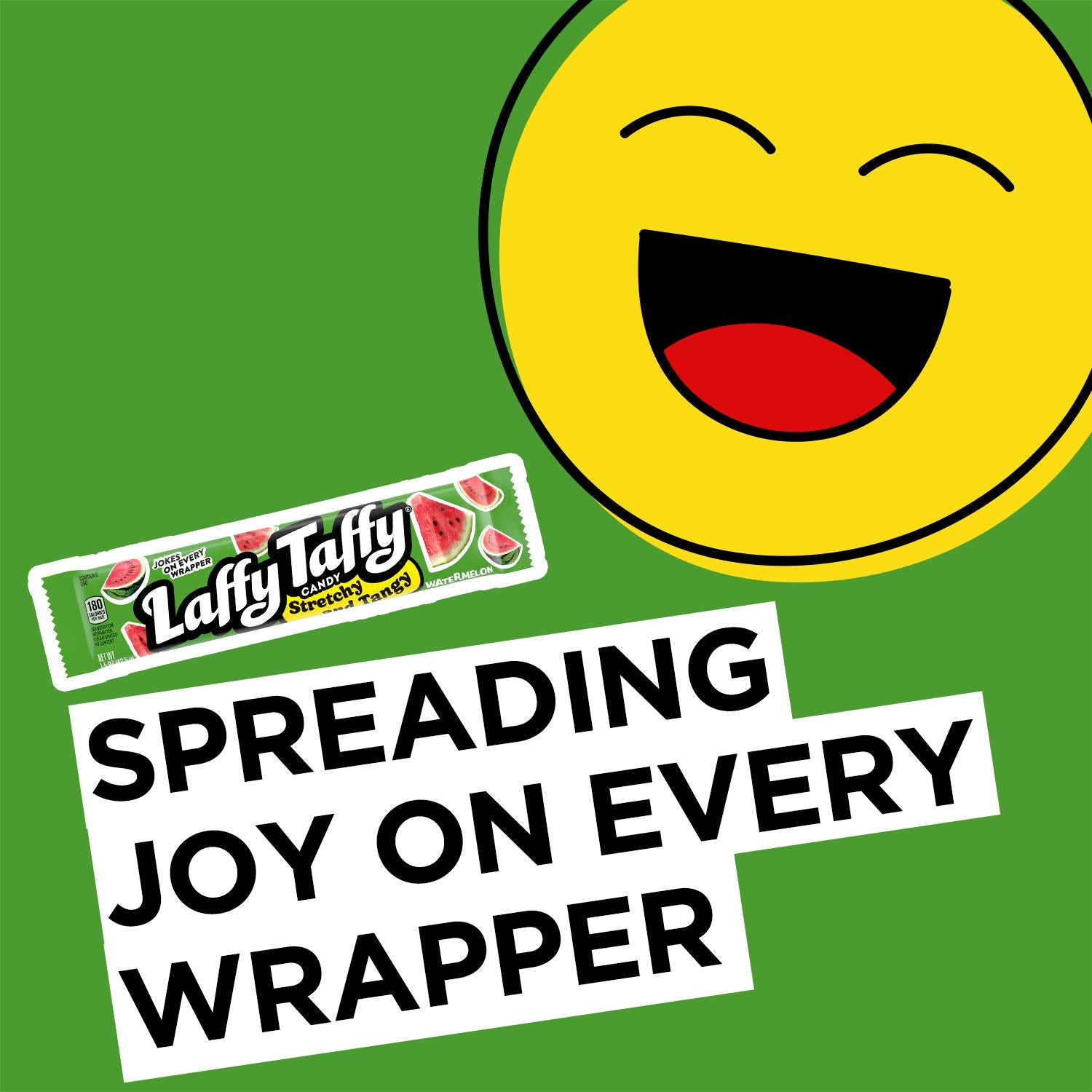 Hand holding Laffy Taffy watermelon bar to show size and portable snack benefit