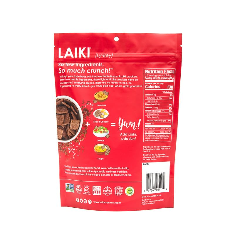 LAIKI close-up highlighting airy cracker texture and light crunch