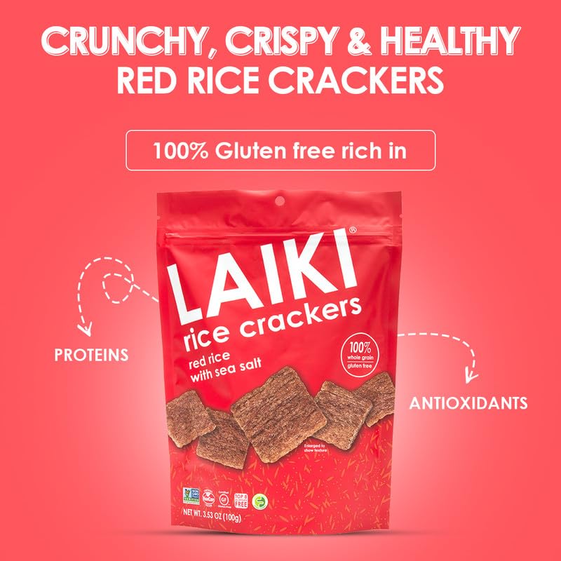 LAIKI opened pack with crackers visible for convenient snacking