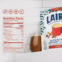 prepared Laird Superfood chai latte in cup, creamy froth for enjoyment