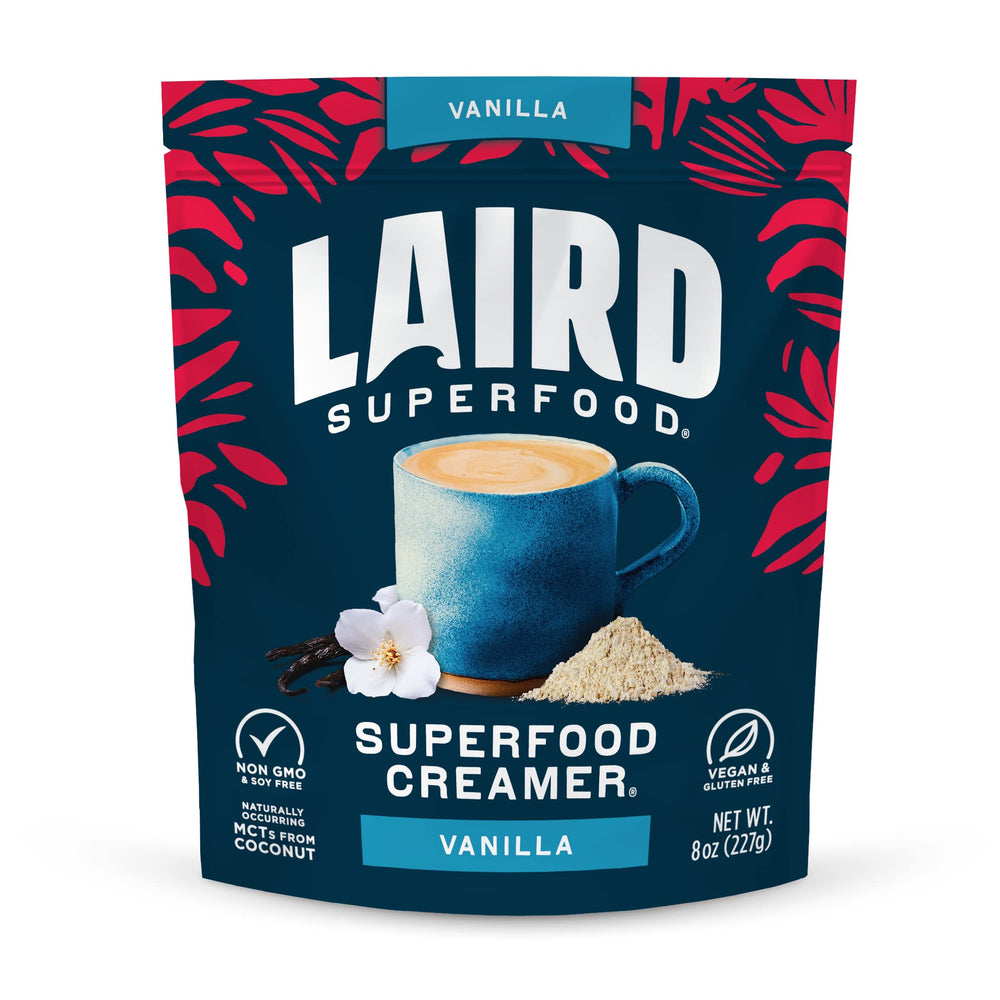 Laird Superfood front package showing vanilla coconut creamer benefits