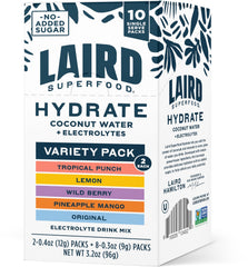 Laird Superfood front packaging showing variety pack and benefits