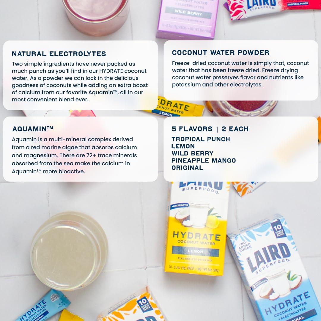Laird Superfood powder texture spread to show real-food ingredients