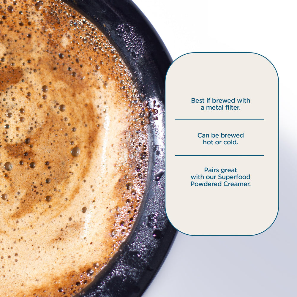 Laird Superfood label close-up showing organic certification and mushroom blend