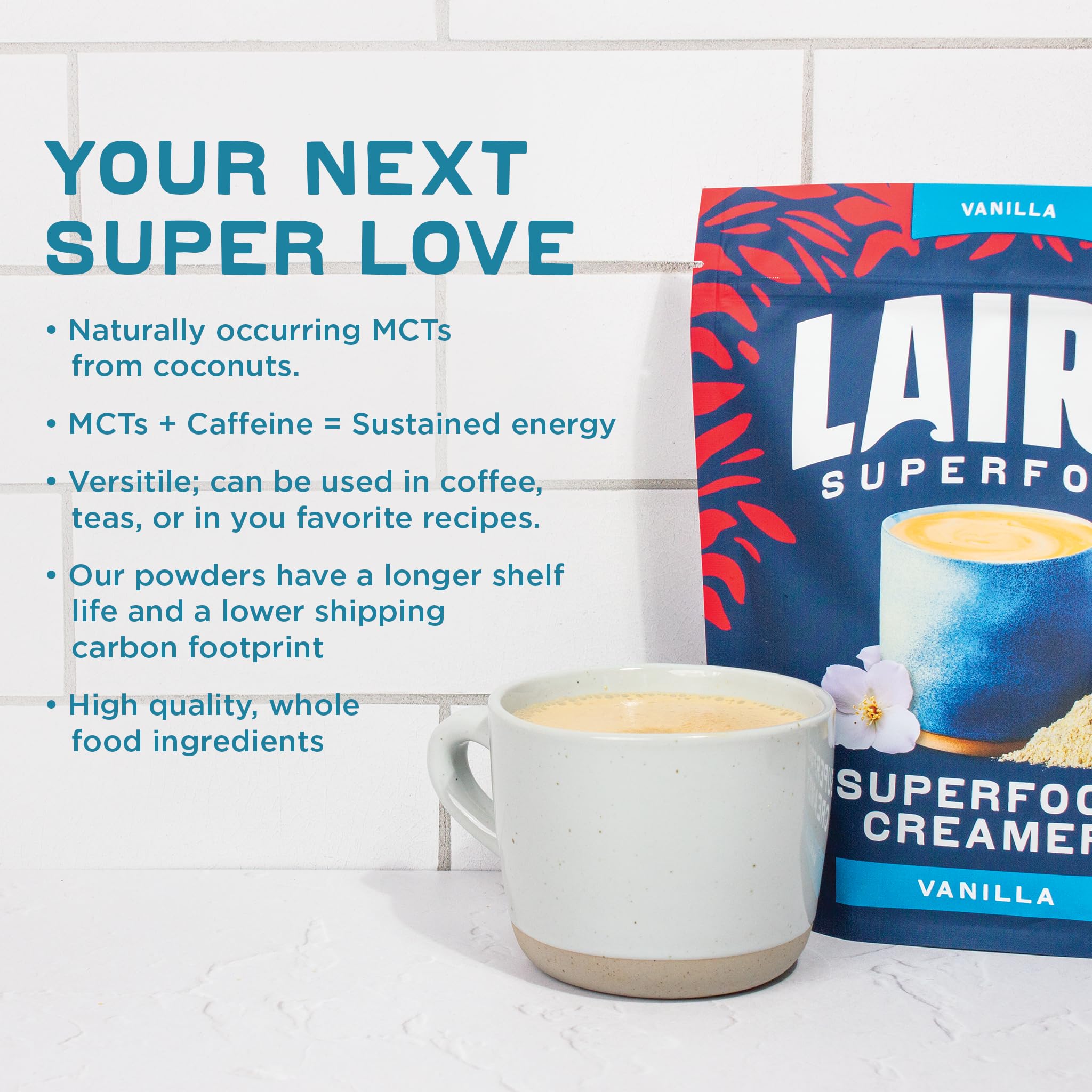 Laird Superfood label close-up displaying ingredient transparency