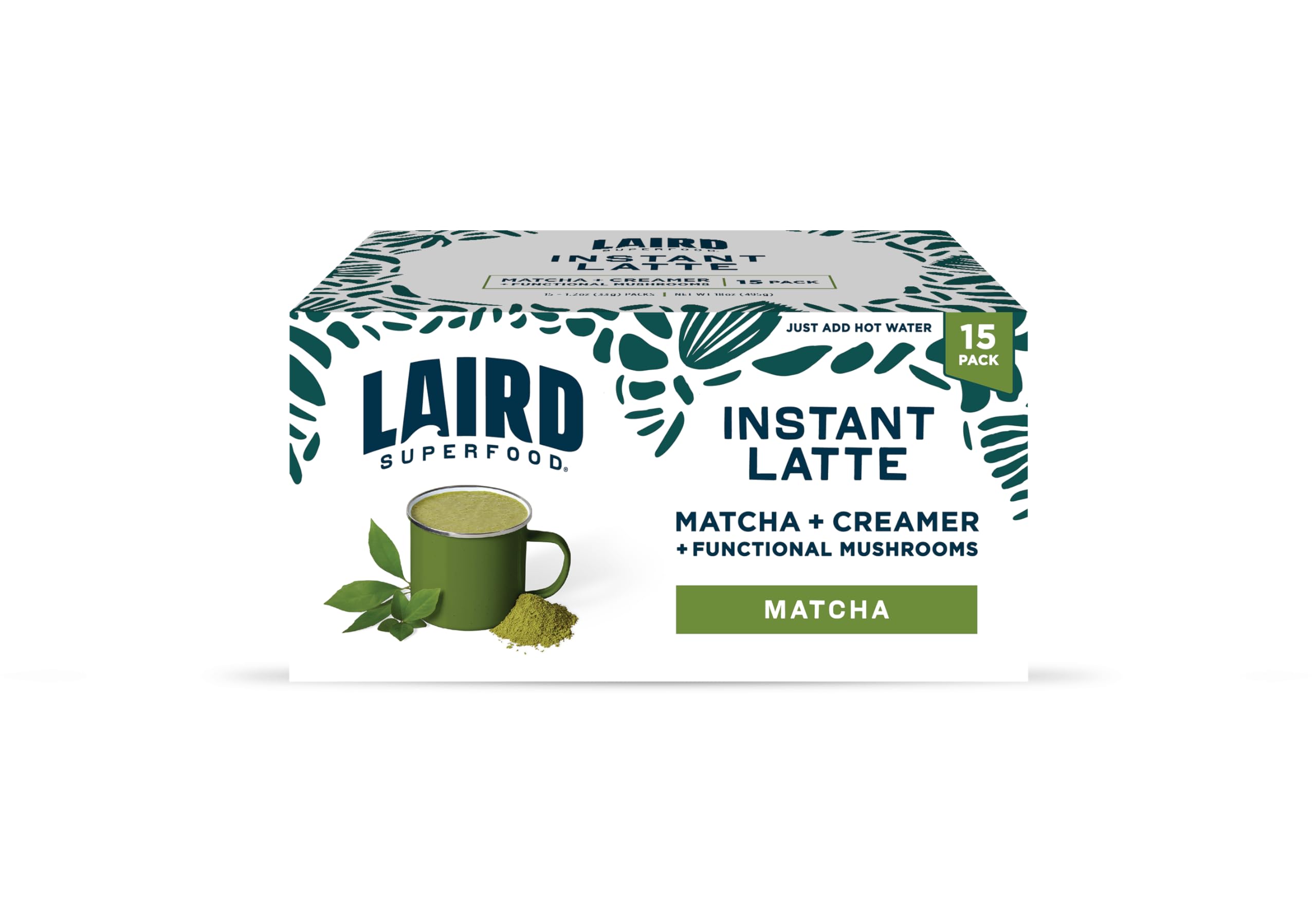 Laird Superfood front packaging showing 15 sachets and product branding for convenience