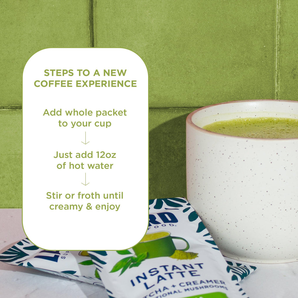 Laird Superfood latte in a café-style lifestyle scene conveying enjoyable daily ritual