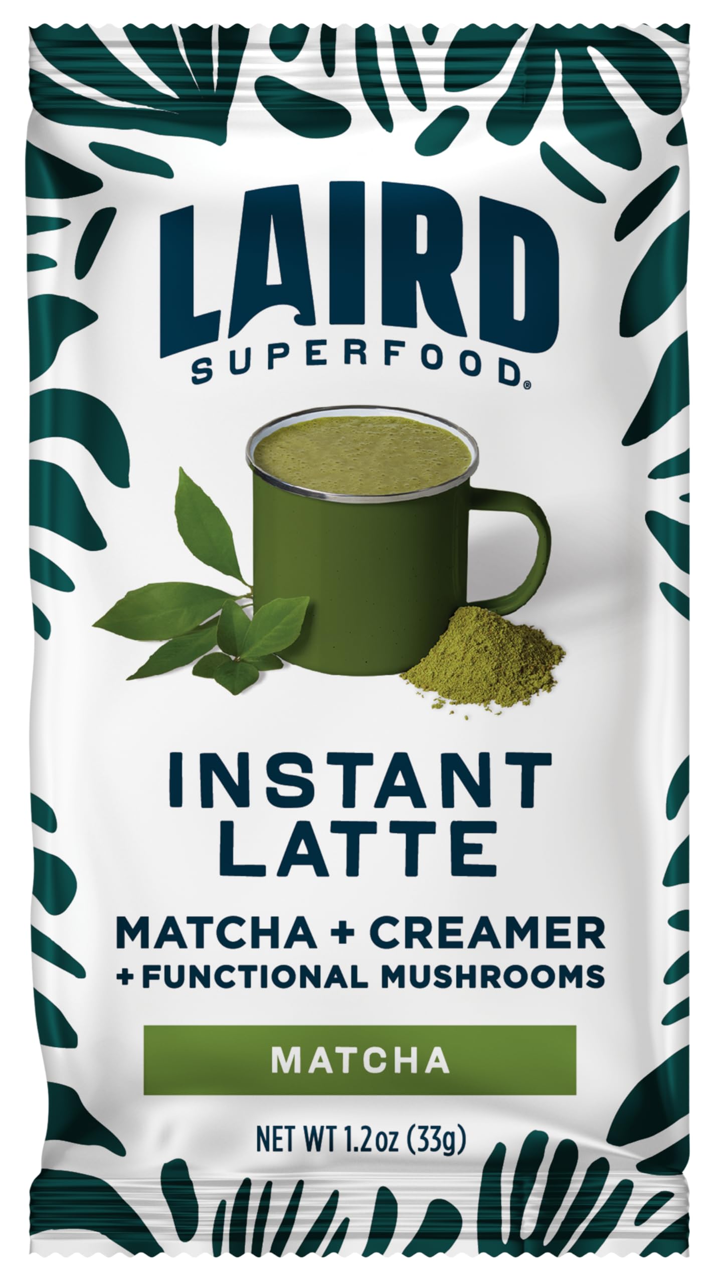 Laird Superfood sachet close-up displaying single-serve packet and easy portability benefit