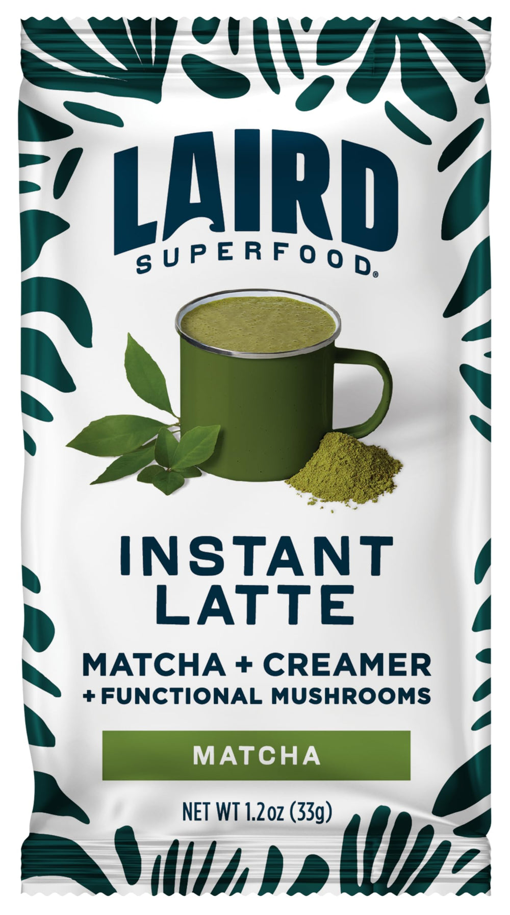 Laird Superfood sachet close-up displaying single-serve packet and easy portability benefit