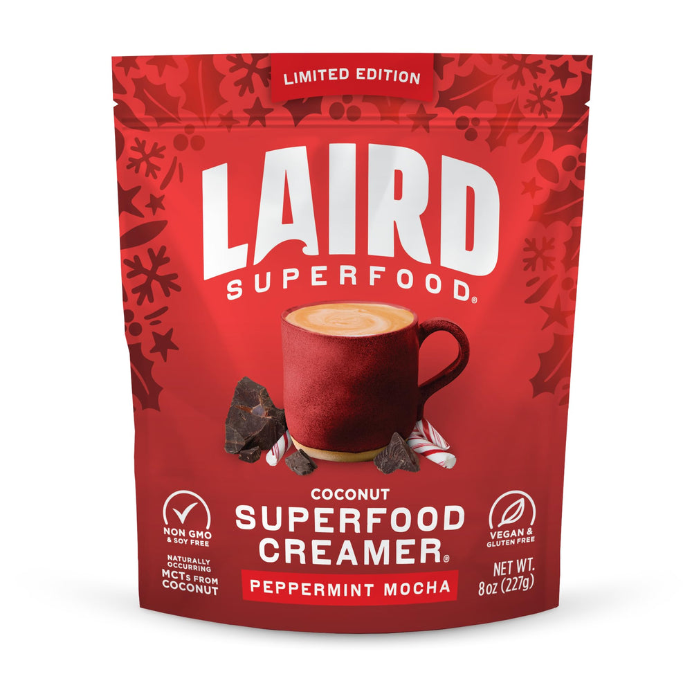 Laird Superfood front packaging showing product benefits and size