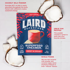 Laird Superfood scooping powder from bag demonstrating easy portioning