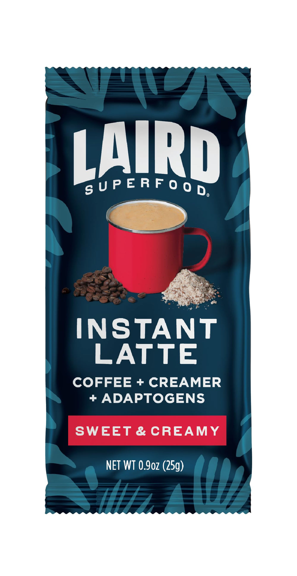 Laird Superfood single sachet held in hand highlighting portability benefit