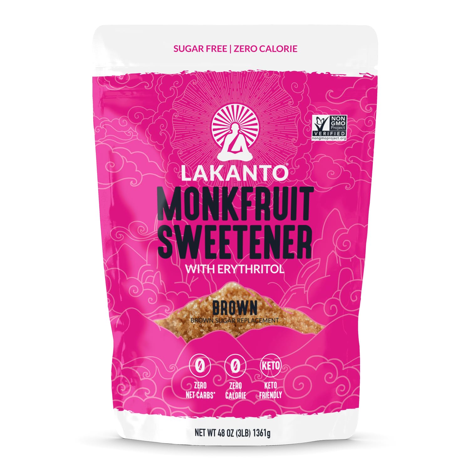 Lakanto brown front packaging showing product and label benefit