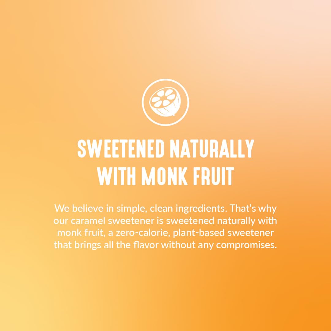 Lakanto caramel label ingredients view emphasizing plant-based, erythritol-free formulation