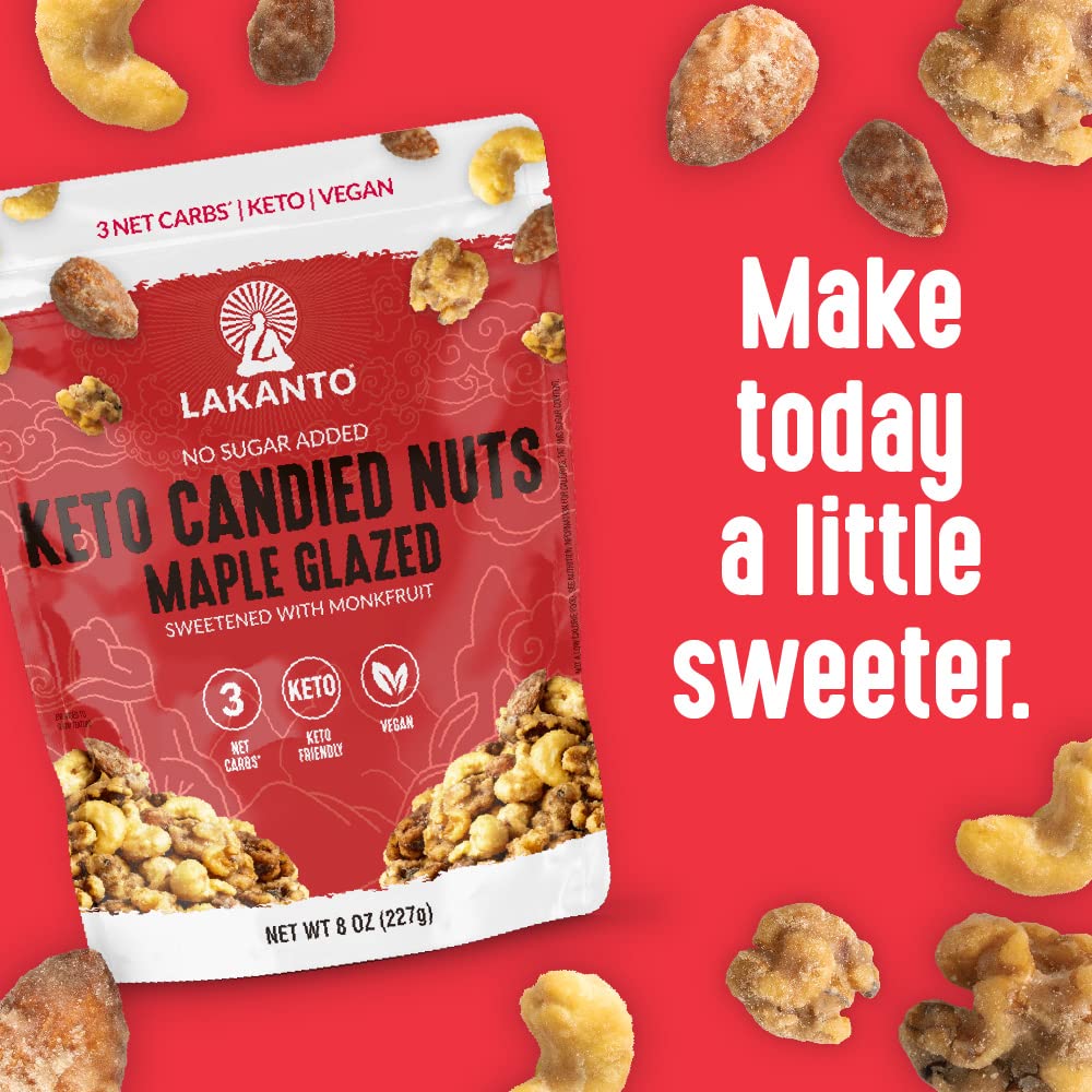 Lakanto pack on kitchen counter suggesting everyday low-carb snacking