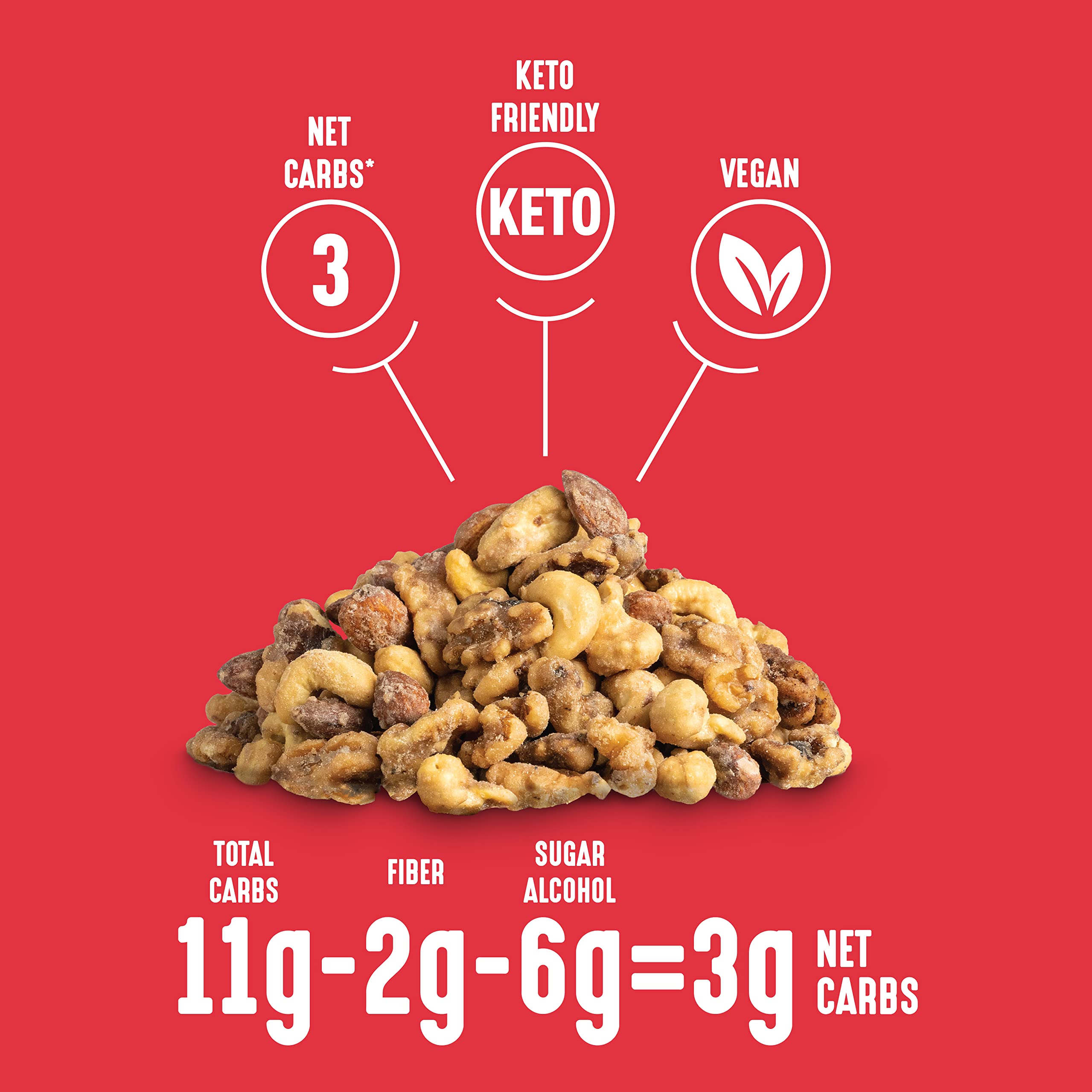 Lakanto maple glazed nuts sprinkled on salad adding sweet crunch