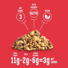 Lakanto maple glazed nuts sprinkled on salad adding sweet crunch