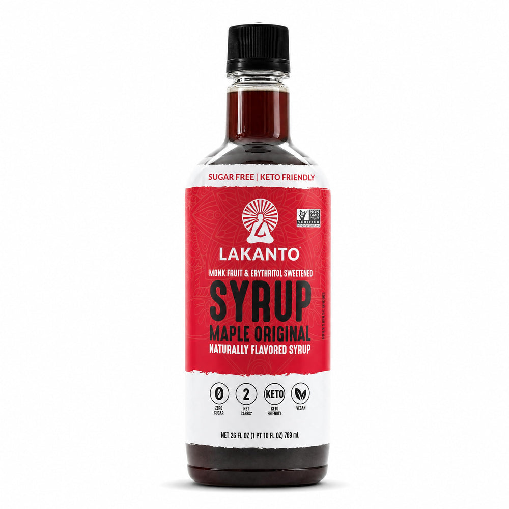 Lakanto bottle front view showing label and low-carb benefit