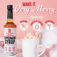 Lakanto peppermint syrup mixed into iced coffee for refreshing taste