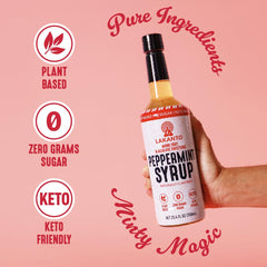 Lakanto peppermint syrup in latte highlighting café-style flavor at home