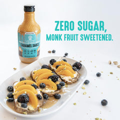 Lakanto sauce drizzled on ice cream to add rich flavor without sugar
