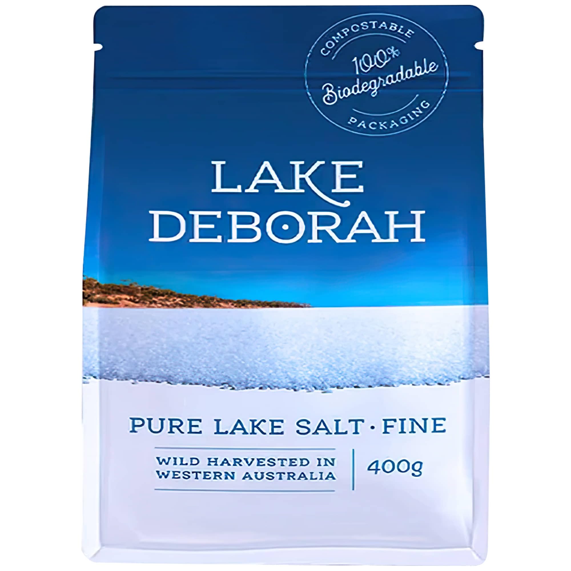 Lake Deborah front packaging showing 14.1oz label and compostable bag benefit