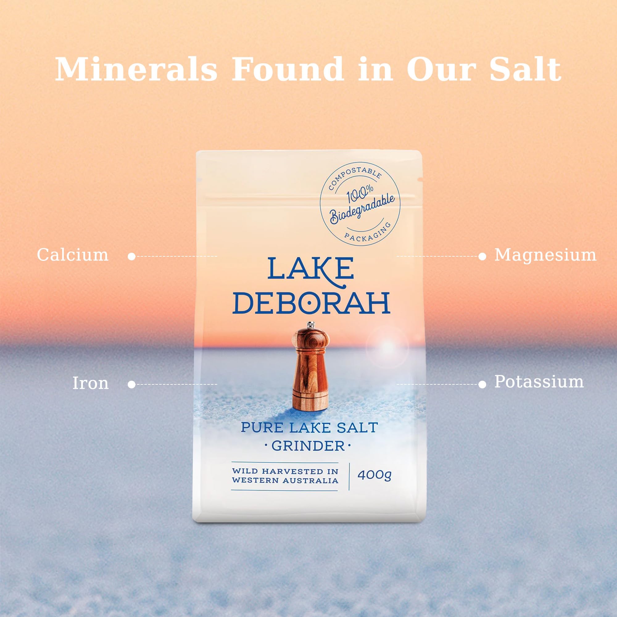 Hand holding Lake Deborah grinder to show scale and ergonomic use benefits
