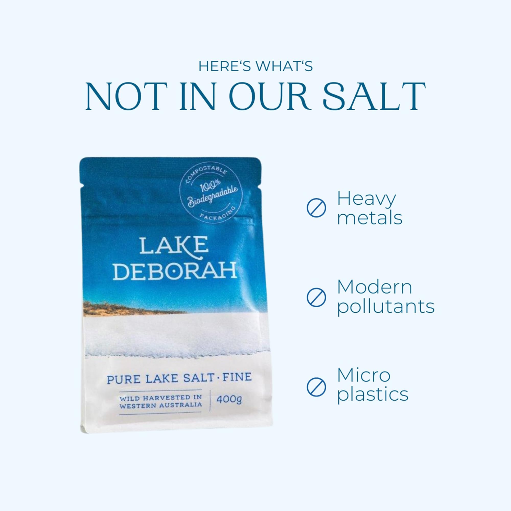 Lake Deborah resealable top close-up for freshness and spill prevention