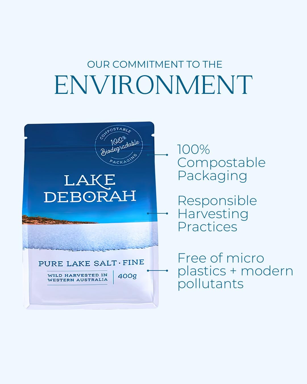 Lake Deborah measured on a spoon to show portion control and reduced sodium use