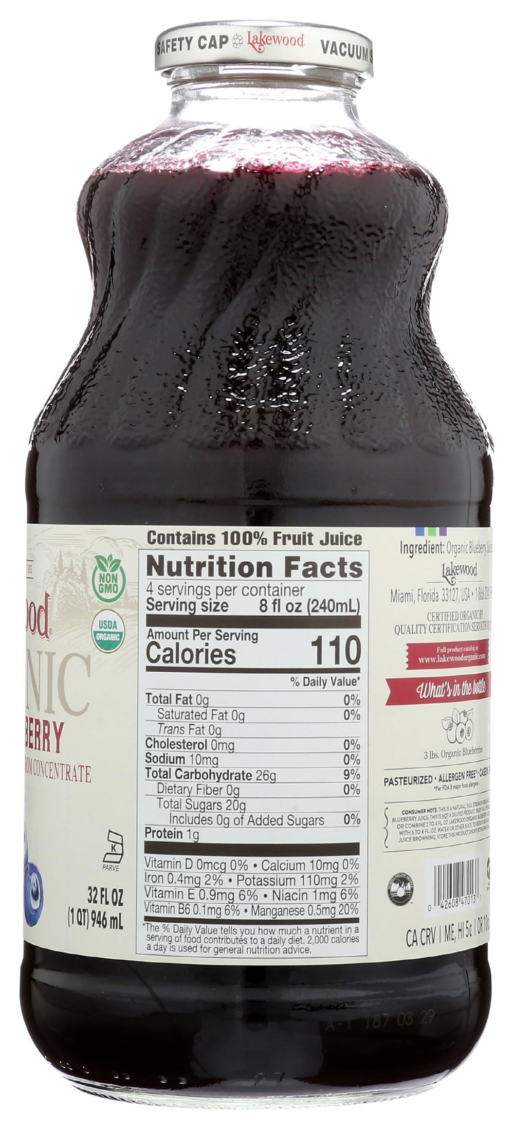 Lakewood blueberry juice bottle in a kitchen setting suggesting everyday use