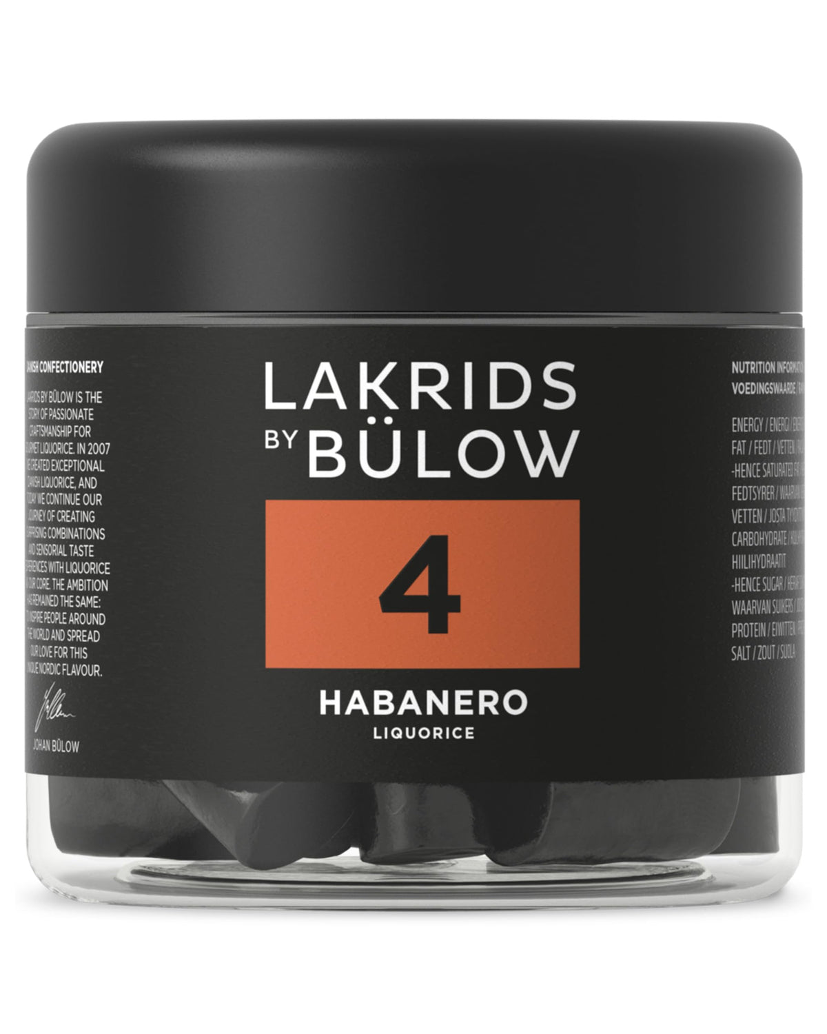 LAKRIDS BY BÜLOW front packaging showing No.4 Habanero and gourmet appeal
