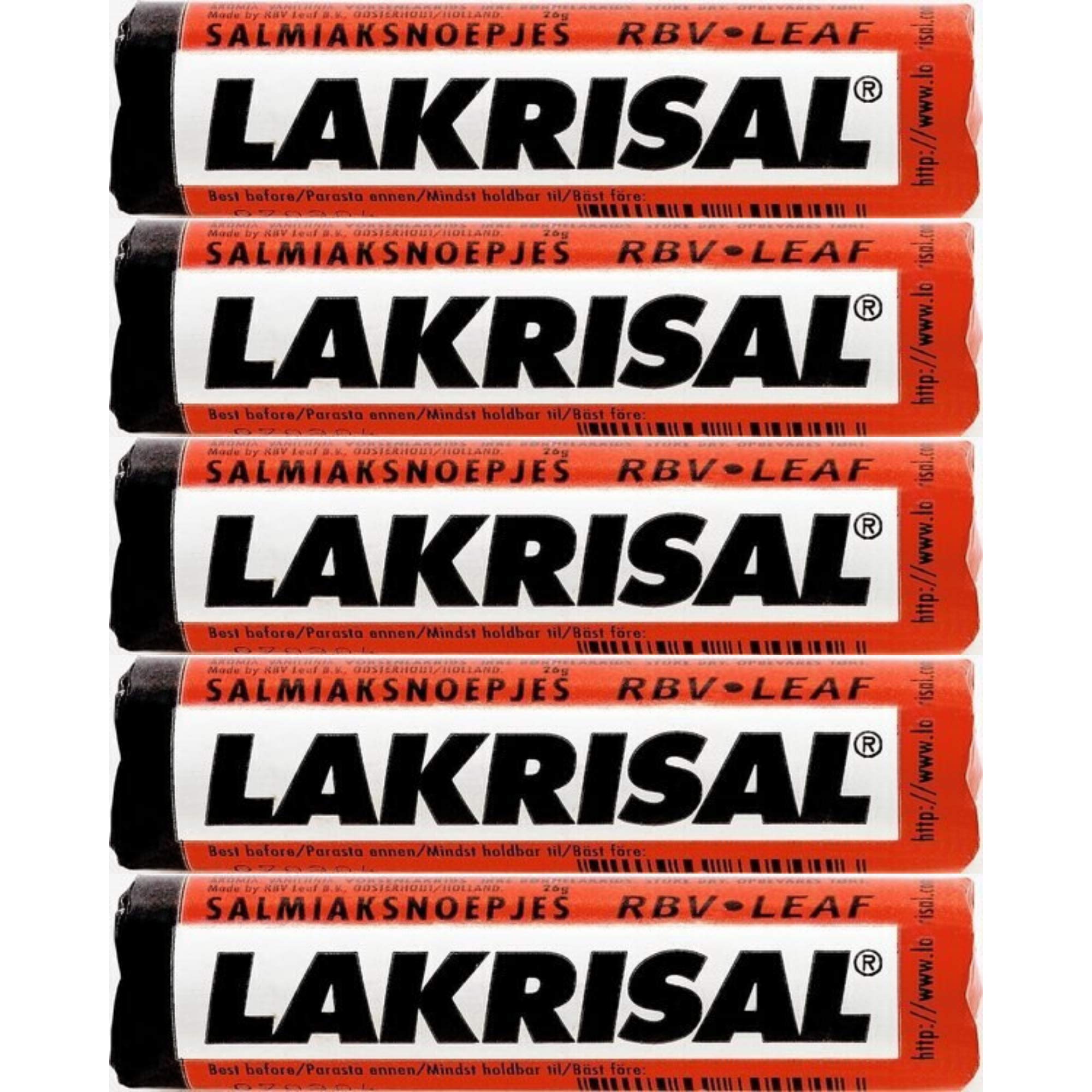 Lakrisal front packaging showing ten individually wrapped licorice rolls, easy sharing
