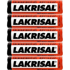 Lakrisal front packaging showing ten individually wrapped licorice rolls, easy sharing