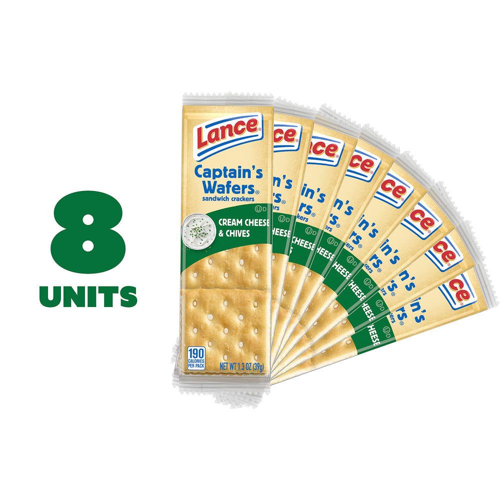 Lance Captain's Wafers top view with cream cheese and chives showing mild savory option
