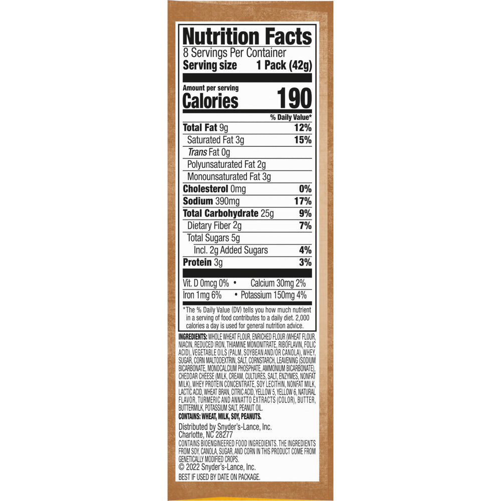 Lance nutrition label and ingredient info for transparency