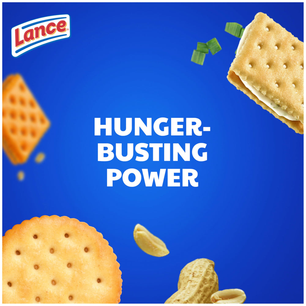 Lance peanut butter sandwich cross-section revealing generous real peanut filling