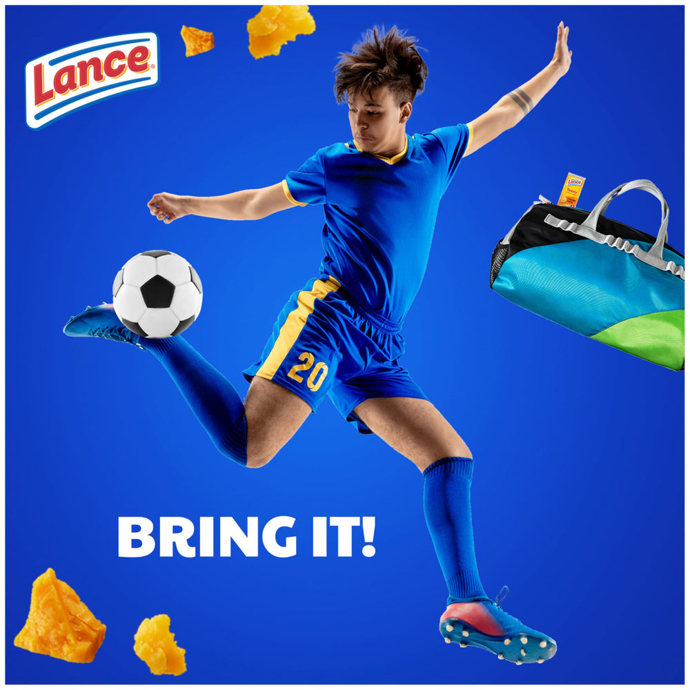 Lance sandwich cracker held in hand showing size and portable portion
