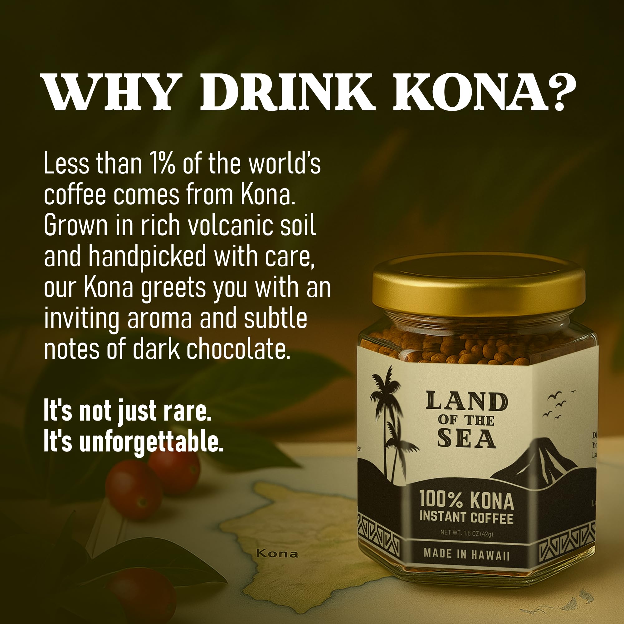 Land of the Sea steaming brewed cup highlighting smooth medium-roast enjoyment