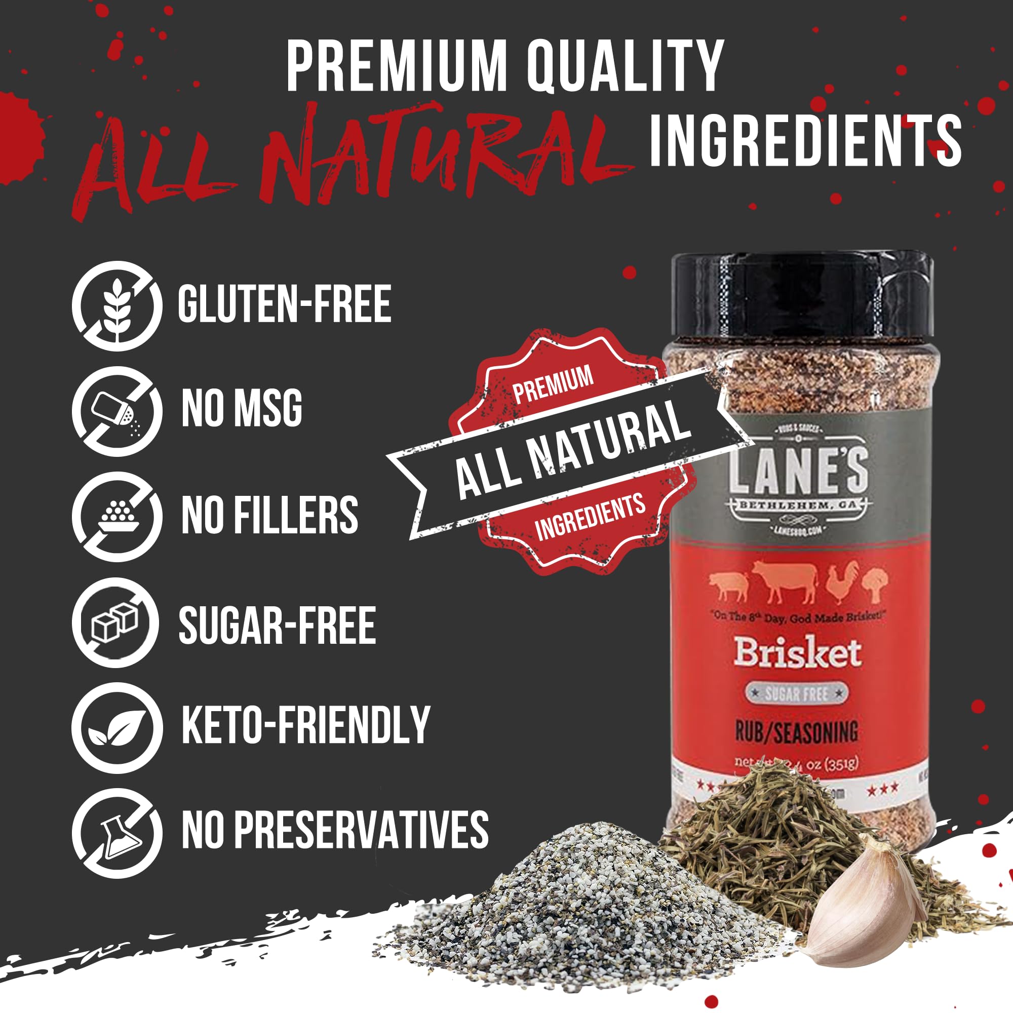 Lane's pouring rub onto brisket to build savory crust and enhance flavor