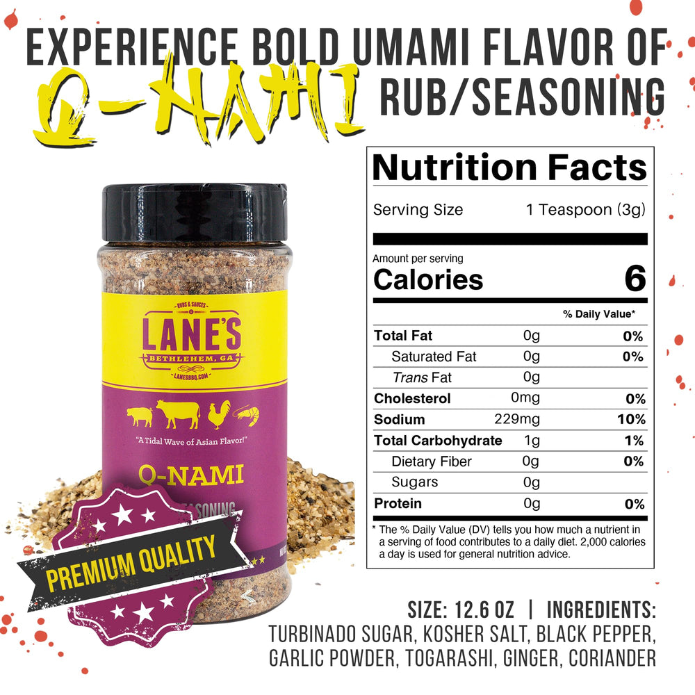 Lane's Q-Nami next to ruler to show 12.6 oz size and pantry-ready portion