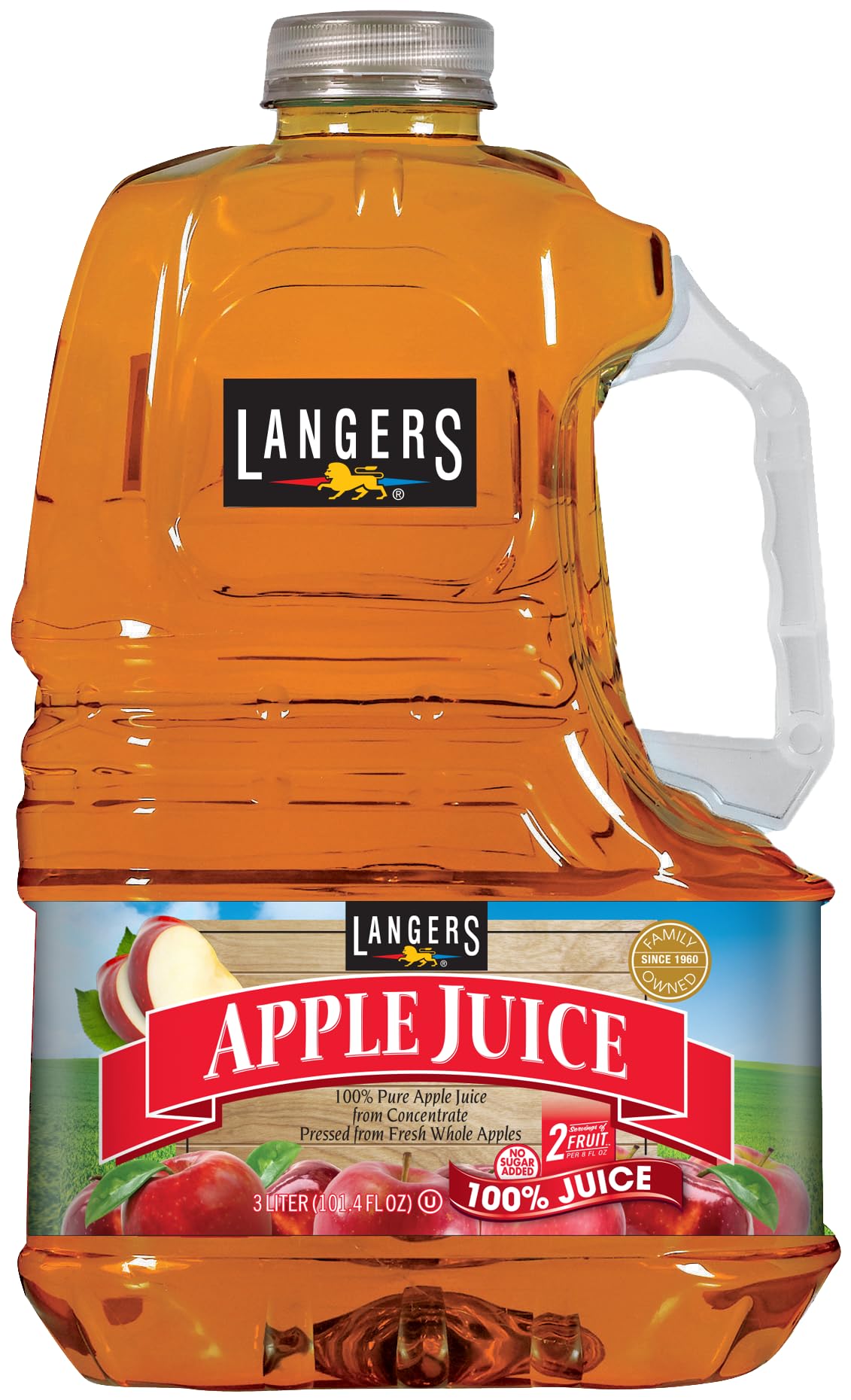 Langers front packaging view showing bottle label and capacity, clear branding and convenience