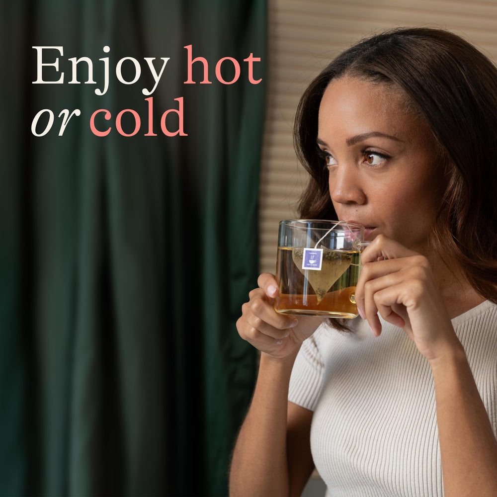 Cold glass of Lansinoh iced tea illustrating refreshing nausea relief
