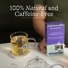 Close-up of single Lansinoh tea sachet indicating easy bedside use